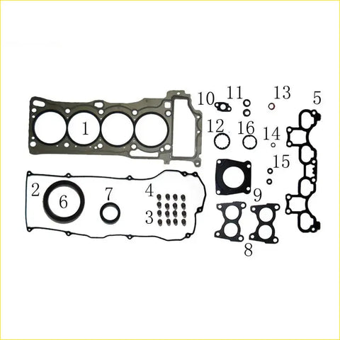 Black rubber gasket set made of metal for nissan almera tino sunny 1.8 engine components by gasket pro