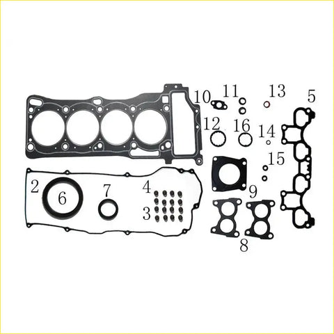 Black rubber gasket set for engine components gasket pro qg18de nissan sentra 1.8l full set