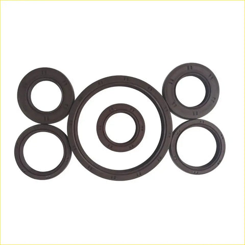 Set of five black rubber crankshaft oil seals with embossed markings for subaru legacy v 2.0l ej204 engine