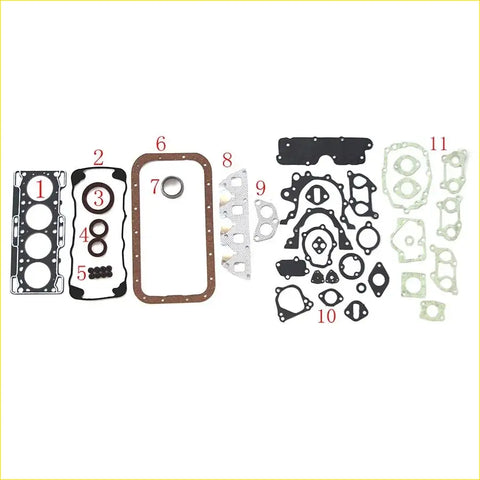 Black and beige engine gasket set with numbered parts for gasket pro suzuki carry lj80 0.8 f8a full set