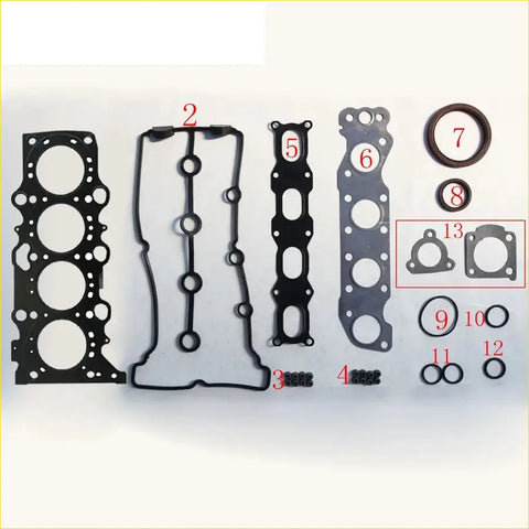 Black rubber gasket set for suzuki sx4 s-cross engine head with various shapes and precise cutouts
