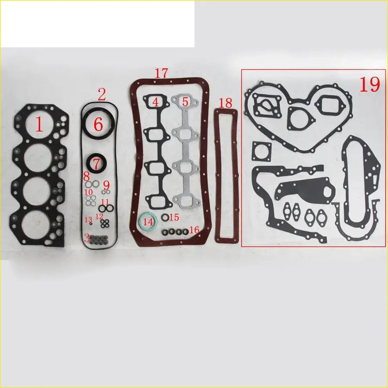 Black rubber gasket set with various shapes for engine repair in gasket pro toyota dyna coaster 3.0l b 2b complete