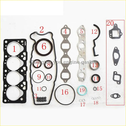 Black rubber gasket set with metal parts and various seal sizes for gasket pro toyota starlet np80 diesel engine full set