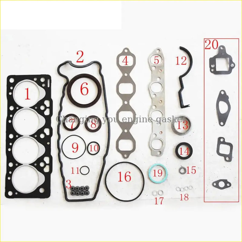 Black rubber gasket set with metal parts and various seal sizes for gasket pro toyota starlet np80 diesel engine full set