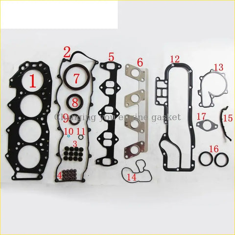 Black rubber engine gasket set with metallic mounting plates and sealing rings for ford everest ranger 2.5 metal full set