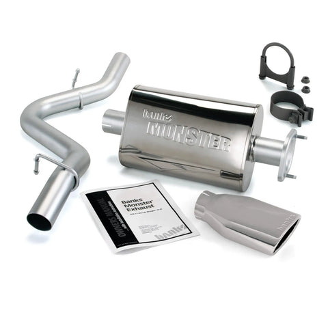Banks Power 00-03 Jeep 2.5/4.0L/Wrangler (2-Bolt Cat) Monster Exh Sys - SS Single Exh w/ Chrome Tip — fits Jeep Wra...