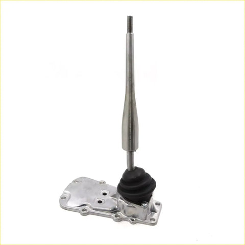 Silver metallic gear shift lever with black rubber boot on metal plate for mitsubishi triton cyclone l200 housing