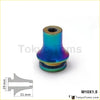 Rainbow-colored titanium gear shift knob boot retainer adapter m10x1.5 with gold-toned top and bottom rings
