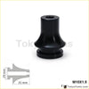 Black cylindrical metal gear shift knob boot retainer adapter with flared top and threaded m10x1.5 base