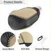 Black and beige carbon fiber textured gear shift knob cover with stitched seams for toyota avalon 2019-2022