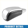 Chrome and black leather gear shift knob in black silver tone for toyota land cruiser 2016-2021 shown from the back