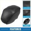 Black carbon fiber-patterned leather gear shifting knob cover with stitched edges for toyota highlander 2020-2023