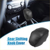 Black carbon fiber-patterned gear shifting knob cover with stitched edges for toyota highlander 2020-2023