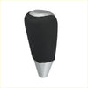 Black and silver gear stick shift knob with textured grip in black faux leather for toyota land cruiser 2008-2021