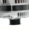 Silver and black ribbed housing alternator with copper windings for ford truck f150 v8 5.0l 2011 to 2014