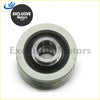 Silver automotive generator alternator pulley with threaded bore and black rubber belt guide for nissan x-trail t30 t31