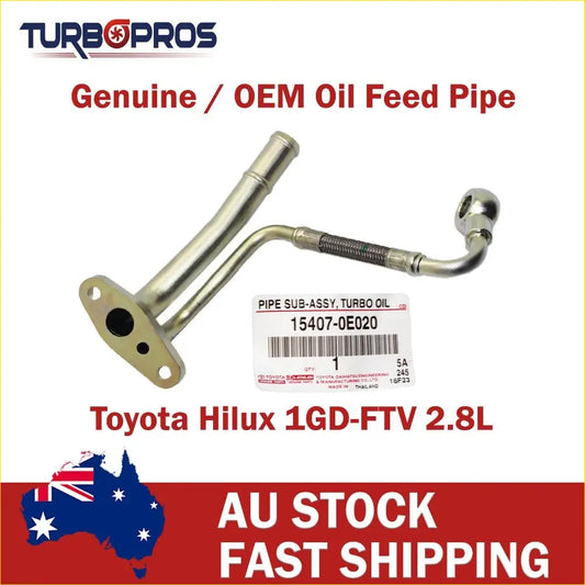 Silver metallic turbo charger oil feed and return pipe with flared end and threaded fittings for toyota hilux 1gd-ftv 2.8l