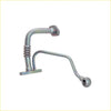 Silver metallic turbo charger oil feed and return pipe with flexible corrugated hose and flanged ends for toyota hilux