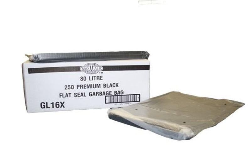 Maxpakld 80 ltr Prem Black Bin Liner 25X10 GL16X
