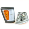 Gray plastic corner indicator lightset for toyota hilux 4x4 1988-1997 with orange turn signal lens and clear ribbed housing