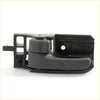 Black plastic car door handle with textured grip and latch bezel for left side toyota hilux 2004-2015 back view