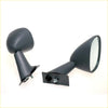 Black plastic side-view mirrors with curved design and reflective glass for gray fender mirror set Mazda Cosmo 121 AP RX-5