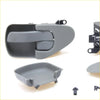 Gray plastic inner door handle bezel with integrated latch and matching trim for nissan d40 navara xe crew cab ute