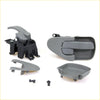 Gray plastic inner door handle bezel with black mounting bracket for nissan d40 navara xe crew cab ute back view