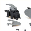 Gray plastic inner door handle bezel with black mounting bracket for nissan d40 navara xe crew cab ute showing back side
