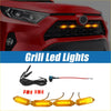 Set of four amber led grill lights with black wiring and connectors for toyota rav4 2019-2022 front grille use
