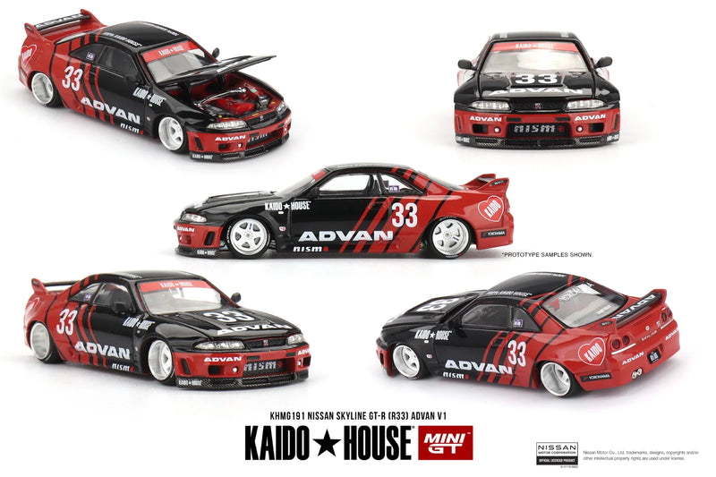 Mini GT Kaido House Nissan Skyline GT-R (R33) Kaido Works ADVAN