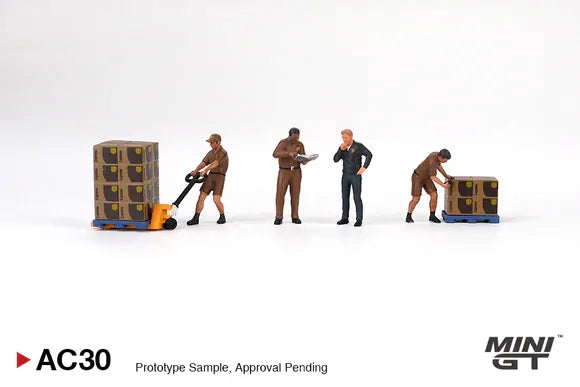 Mini GT 1:64 Figurine: UPS Driver and Workers