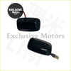 Black plastic side mirror guard indicators with wiring connectors for toyota hilux 1988-2005 shown from back side