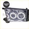Black plastic halo led headlights with two circular led rings and clear lens for toyota hilux surf kzn185