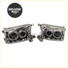 Pair of chrome halo led headlights with dual-ring clear lens and black inner rings for toyota hilux surf kzn185