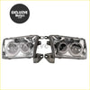 Chrome finished dual ring halo led headlights with clear lens and black brackets for toyota hilux surf kzn185