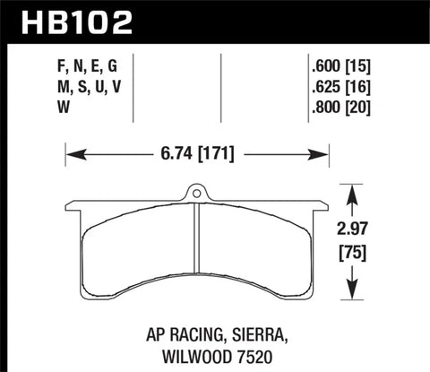 Hawk Performance Hawk AP Racing 6 / Wilwood DTC-30 Brake Pads