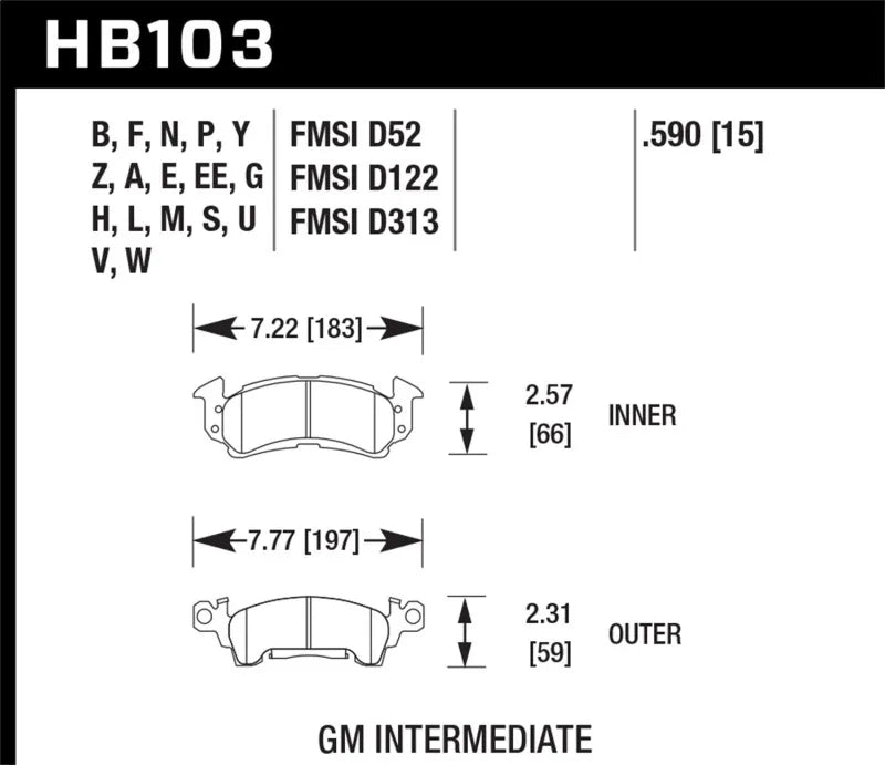 Hawk Performance Hawk Performance Ceramic Street Brake Pads — fits Chevrolet Monte Carlo