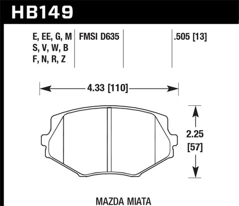 Hawk Performance Hawk 94-05 Miata / 01-05 Normal Suspension HPS Street Front Brake Pads (D635)