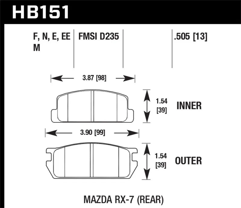 Hawk Performance Hawk 81-85 Mazda RX-7 Blue 9012 Rear Race Brake Pads