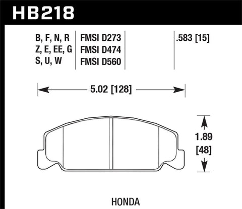 Hawk Performance Hawk 88-89 Civic Si / 92-00 Civic CX / 88-00 DX / 98-00 GX HP Plus Street Front Brake Pads — fits...