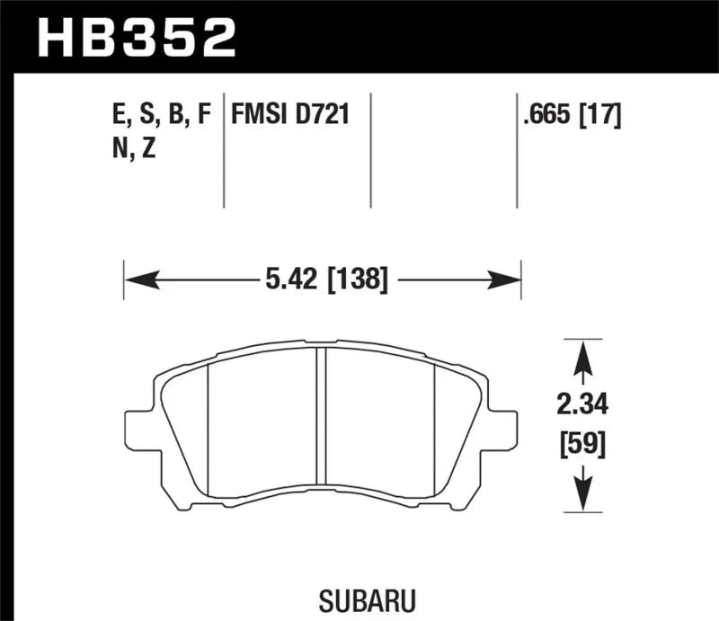 Hawk Performance Hawk 02-03 WRX / 98-01 Impreza / 97-02 Legacy 2.5L / 98-02 Forester 2.5L D721 HPS Street Front Bra...