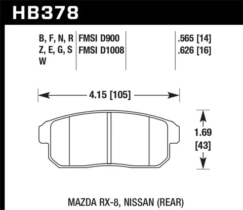 Hawk Performance Hawk 03-07 RX8 HP+ Street Rear Brake Pads (D1008) — fits Mazda RX-8