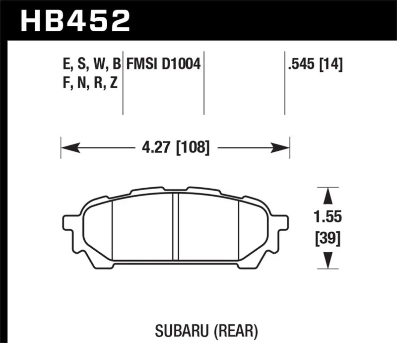 Hawk Performance Hawk 03-05 WRX D1004 Performance Ceramic Street Rear Brake Pads