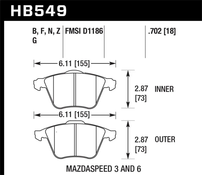 Hawk Performance Hawk 2007-2013 Mazda 3 Mazdaspeed HPS 5.0 Front Brake Pads