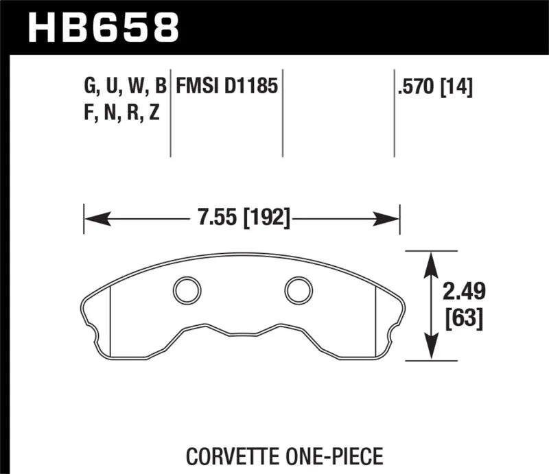 Hawk Performance Hawk 2010-2013 Chevy Corvette Grand Sport (One-Piece Pads) High Perf. Street 5.0 Front Brake Pads