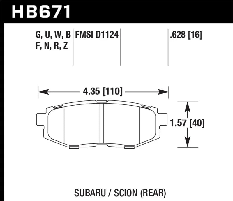 Hawk Performance Hawk 2013-2014 Scion FR-S Base 2dr Coupe HPS 5.0 Rear Brake Pads — fits Subaru Liberty Sedan GT