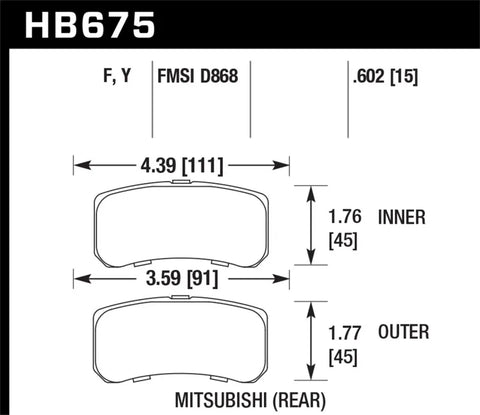 Hawk Performance Hawk 09+ Mitsubishi Lancer Ralliart / 08+ Lancer GTS LTS Rear Brake Pads
