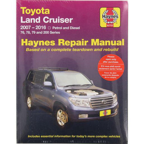 Haynes Repair Manual Suits Toyota Land Cruiser Petrol and