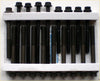 Set of black metal head bolts with hex heads and threaded shafts neatly arranged in a white tray for ford ranger mazda bt50